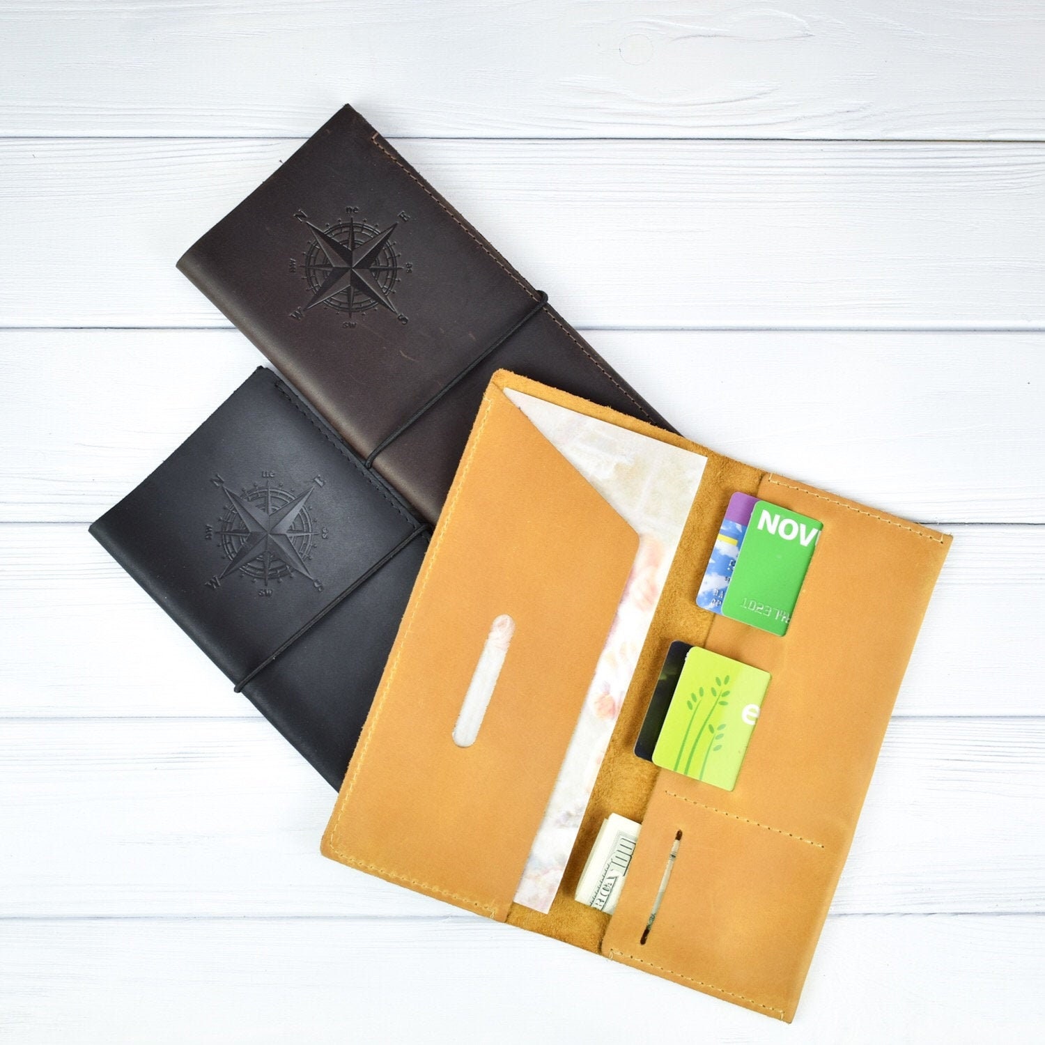 Personalized Leather Travel Wallet/travel Document Etsy