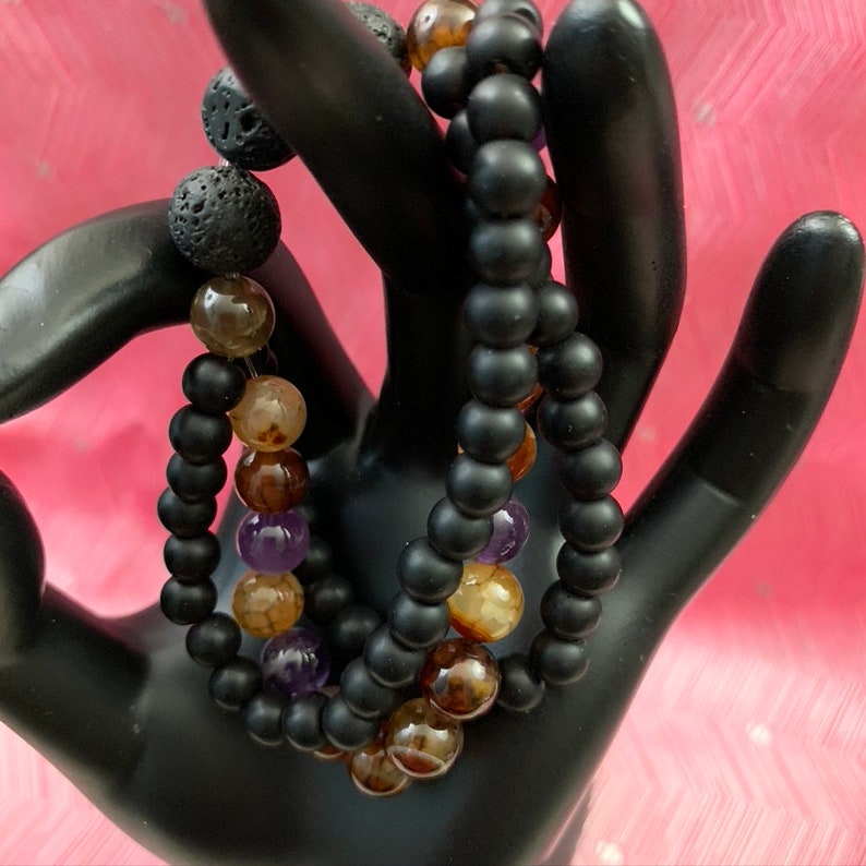 lava natural dragon vein agate glass beads silver color charms.