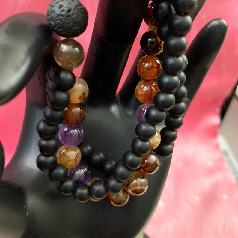 lava natural dragon vein agate glass beads silver color charms.