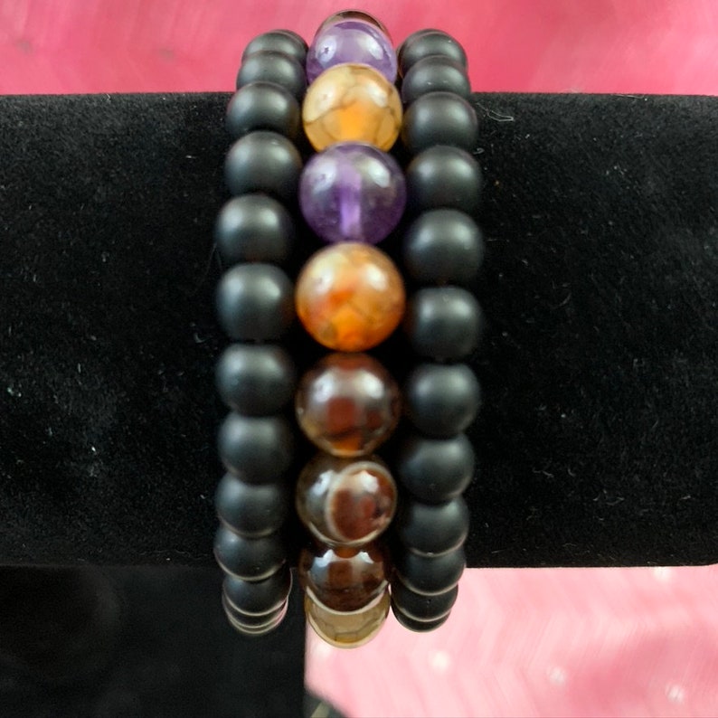 lava natural dragon vein agate glass beads silver color charms.