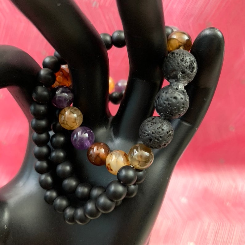 lava natural dragon vein agate glass beads silver color charms.