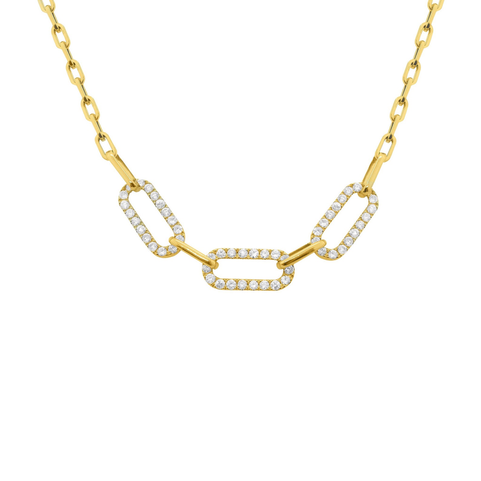 14K Diamond Chain Link Necklace Etsy