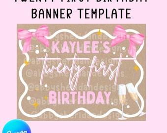 21. Geburtstag Banner Vorlage, anpassbare Party Dekoration (Digitaler Download)