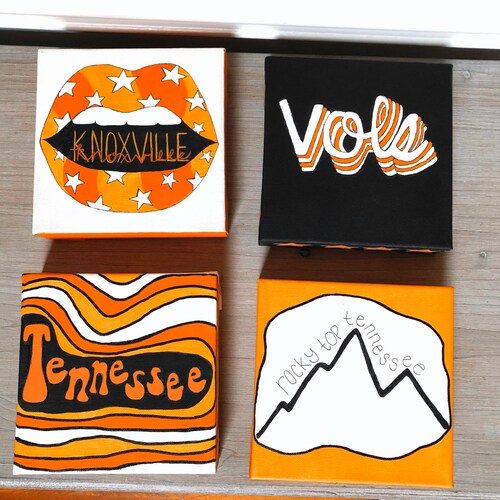 Custom College Canvas Tennessee Canvas Set Acrylic Canvas Etsy