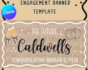 Editable Engagement Banner Template – Printable Party Decor (Digital Download)