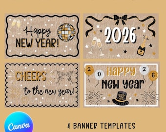 Editable New Year's Eve Banner Template – Printable NYE Party Decor (Digital Download)