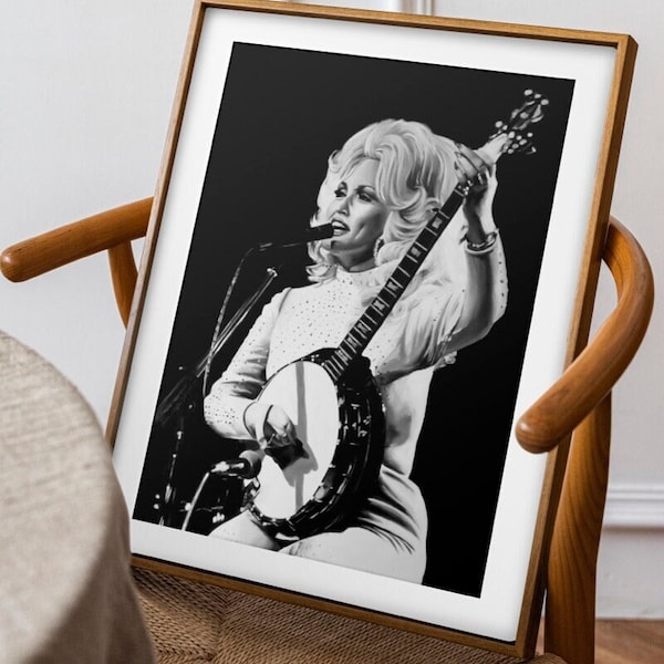 Dolly Parton Print Black and White