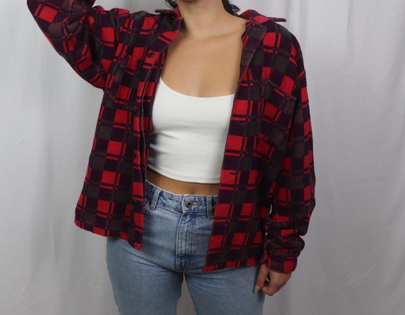 Purple and pink thick flannel shirt / flannel shir