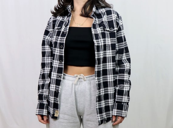 black and white flannel shirt / plaid shirt women