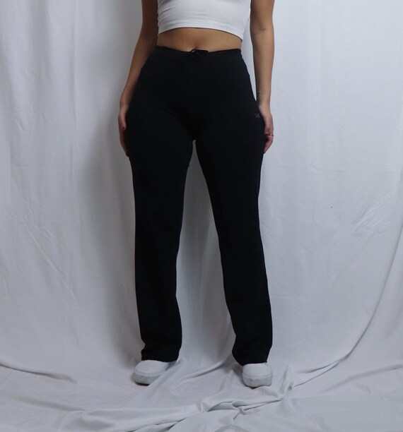 black fila pants / wide leg yoga pants / yoga pant
