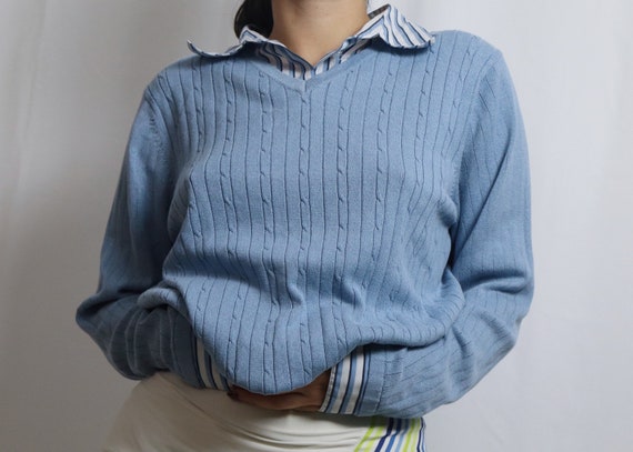 vintage 90s blue sweater / acrylic sweater / blue