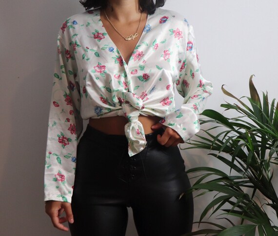 vintage 90s floral blouse / ditsy floral blouse /