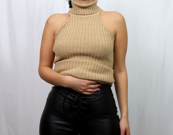 reworked sleeveless knit sweater / turtleneck swea