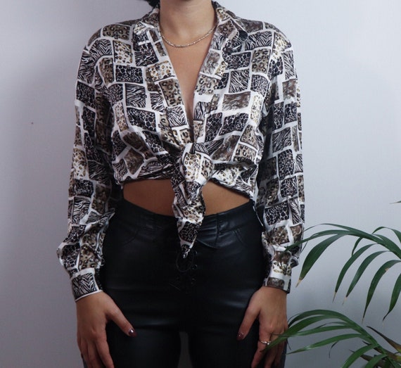 vintage 1980s silk blouse / silk blouse women / 19