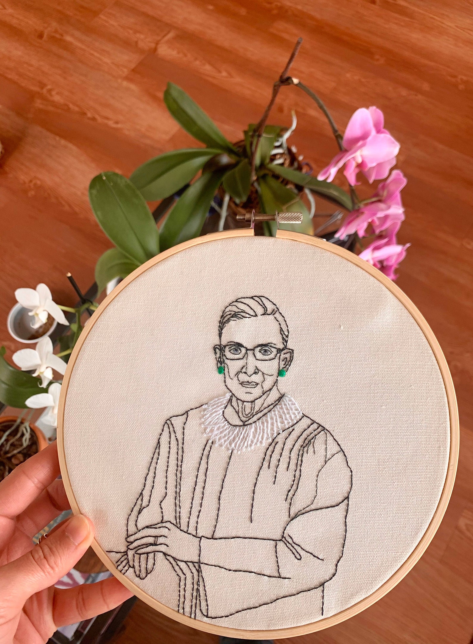 Ruth bader ginsburg embroidery feminist wall art  etsy uk