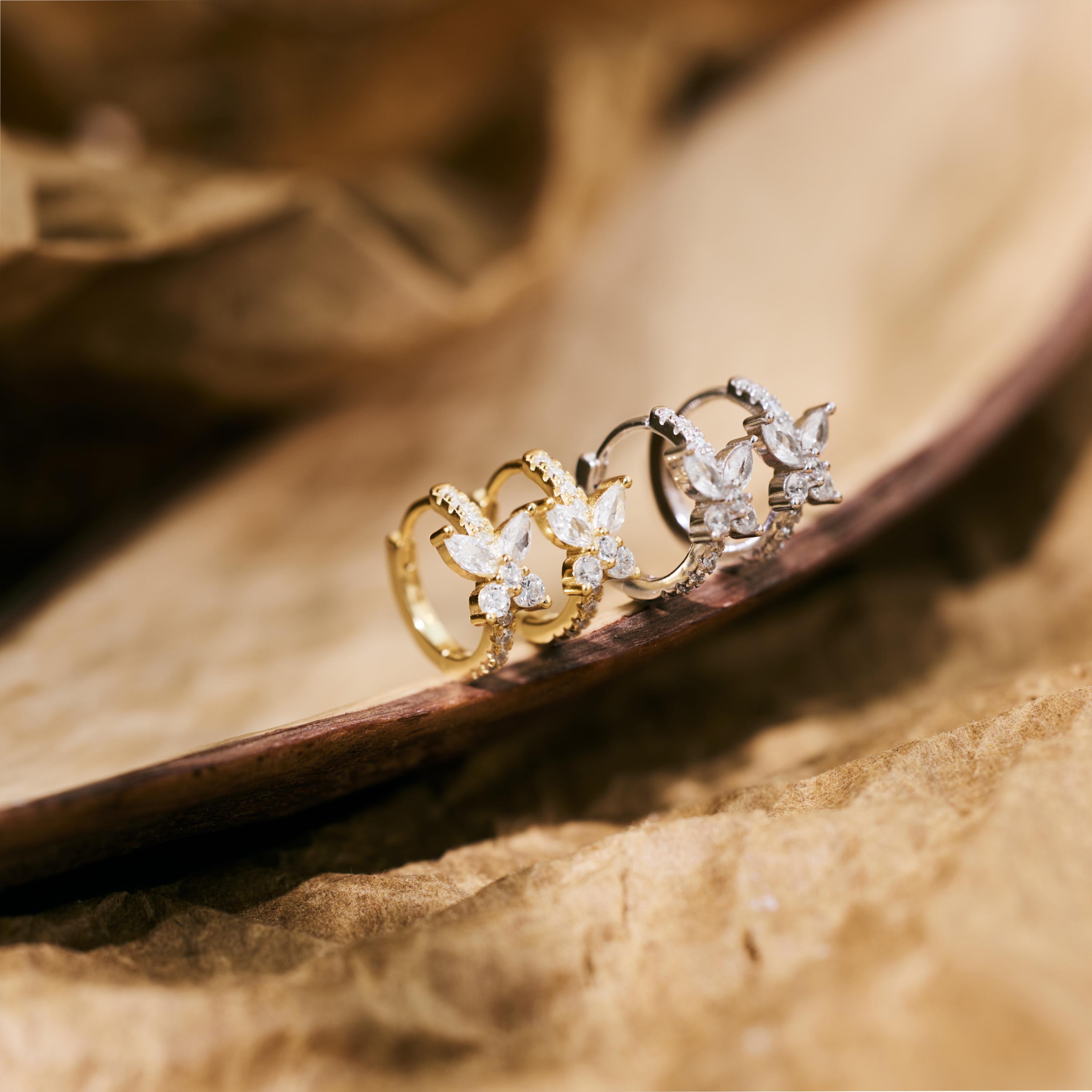 Sterling Silver Butterfly Zircon Hoop Earrings - Dainty Huggie Earrings with Sparkling CZ Stones, Hypoallergenic Jewelry, Gift for Her