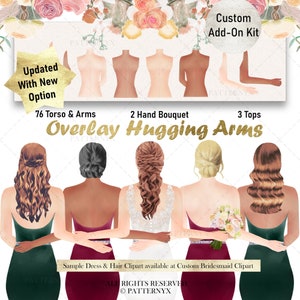 ADD-ON Kit-Custom Brautjungfer Braut Körper, Braut Braut Stamm beste Freund Hug Clipart, Aquarell Hochzeit Clipart, Hochzeit Clipart, DIY Set