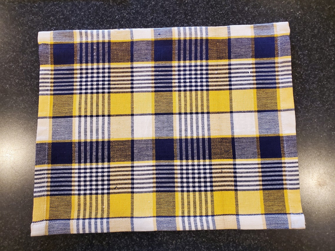 DANSK Placemats Yellow Blue White Plaid Etsy