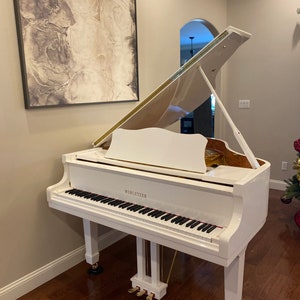 2024 White Gloss 5’ Baby Grand Piano 1 in stock, shipping extra