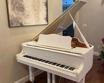 2024 White Gloss 5’ Baby Grand Piano 1 in stock, shipping extra