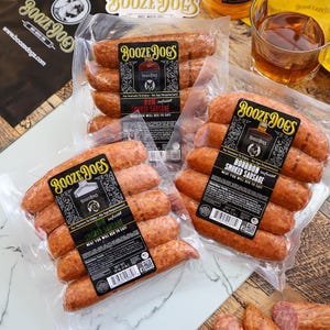 Gourmet Juicy Liquor Infused Pork Sausage Variety - Bourbon Gin Rum