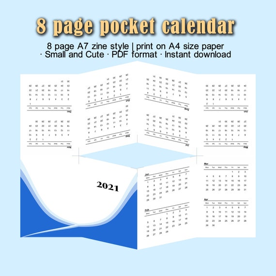 2021 Pocket Mini Calendar 8 Page Foldable Printable A7 Size DIY Zine Style A4 Paper PDF Format Instant Download - Etsy 2021 Pocket Mini Calendar 8 Page Foldable Printable A7 Size DIY Zine Style A4 Paper PDF Format Instant Download - Etsy
