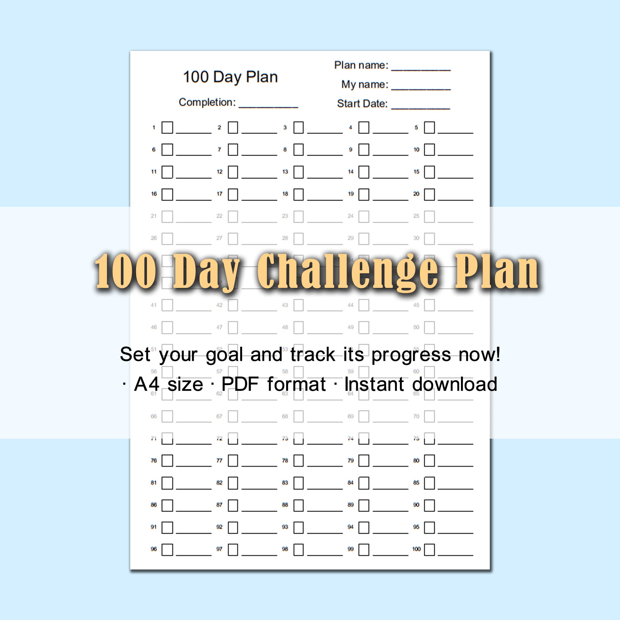 100-day-challenge-planner-simple-calendar-goal-progress-tracker-schedule-a4-printable-pdf