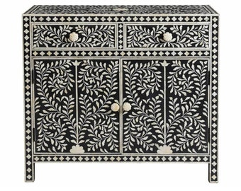 Bone Inlay Scrollvine Design Entryway Cabinet Black, Bone Inlay Scrollvine Design media Unit Black, Bone Inlay Storage Unit