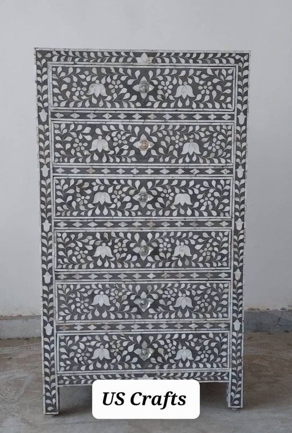 Mother of Pearl Tallboy Dresser Grey,mother of Pearl Inlay Dresser,livingroom Furniture - Etsy Denmark Mother of Pearl Tallboy Dresser Grey,mother of Pearl Inlay Dresser,livingroom Furniture - Etsy Denmark