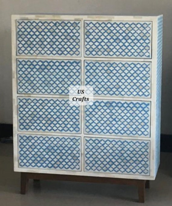 Bone Inlay 8 Drawers Sideboard Blue,boneinlay Chest of 8 Drawers Tallboy Blue,bone Inlay Handmade Storage Unit,living Room Furniture - Etsy Canada Bone Inlay 8 Drawers Sideboard Blue,boneinlay Chest of 8 Drawers Tallboy Blue,bone Inlay Handmade Storage Unit,living Room Furniture - Etsy Canada