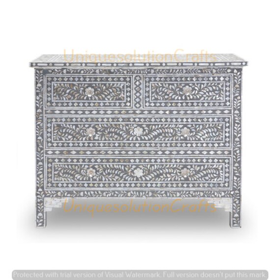 Mother of pearl Chest of Drawers,Mother of pearl Dresser,Bone inlay Unit,
