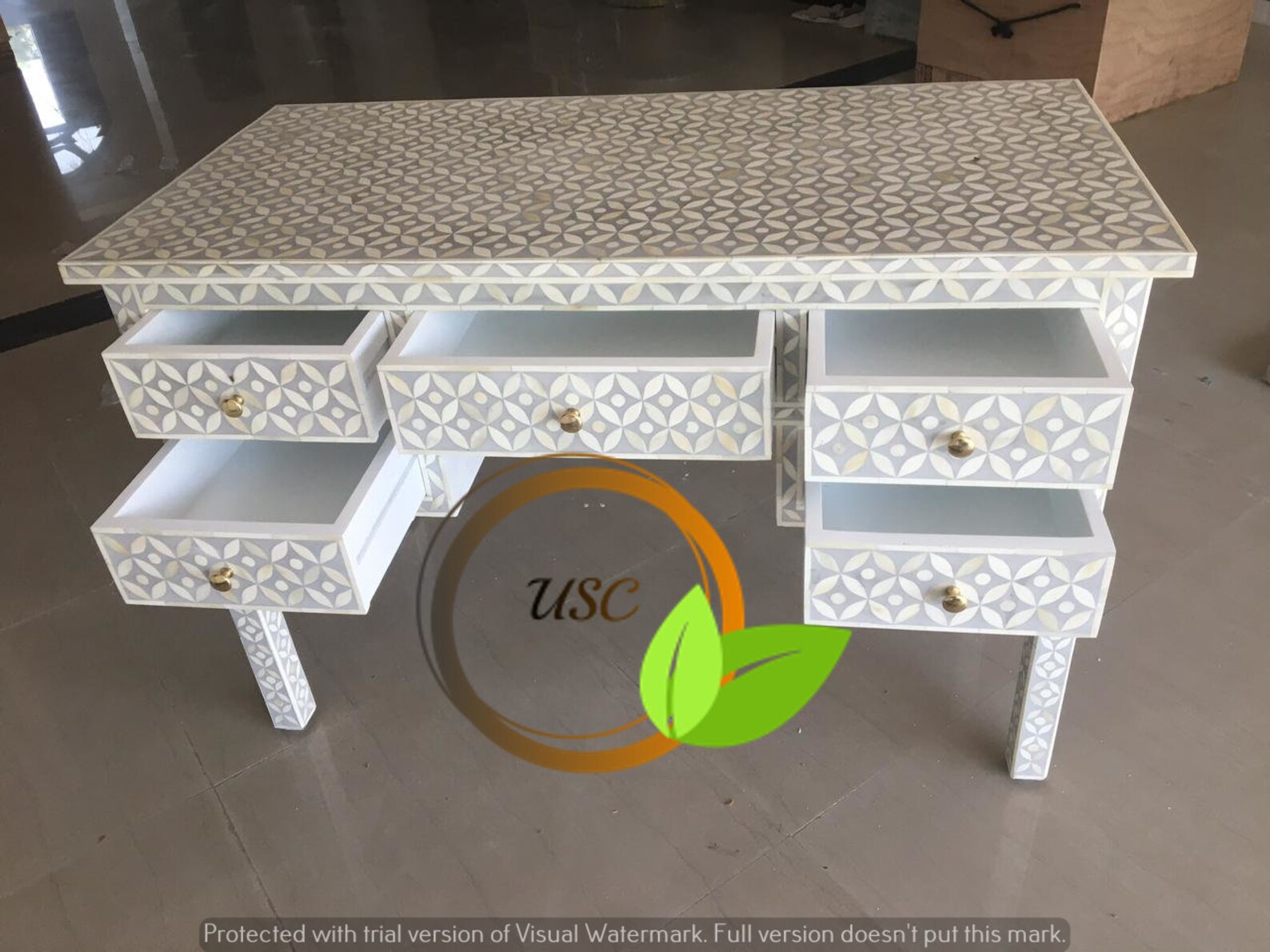 Bone Inlay Table Desk Bone Inlay Consolebone Inlay | Etsy