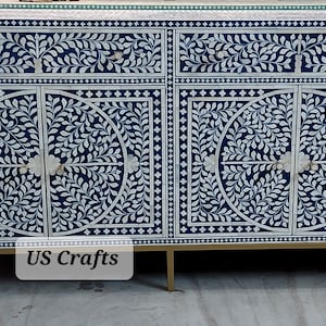 Bone Inlay floral Sideboard/Buffet , Bone Inlay Cabinet Table, Bone Inlay Storage Unit