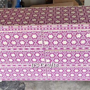 Bone Inlay Star Design Chest of 6 Drawers Pink , Handmade Bone Inlay ...