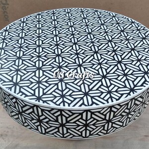 Bone Inlay vector Design Coffee Table black, Bone Inlay geometric Design Center Table, Bone Inlay Round Coffee Table