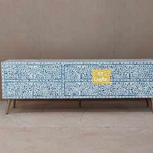 Bone Inlay floral design 6 drawers Media Console,Bone inlay optical Unit,Bone inlay Entertainment Unit for Living Room ,Bone inlay furniture