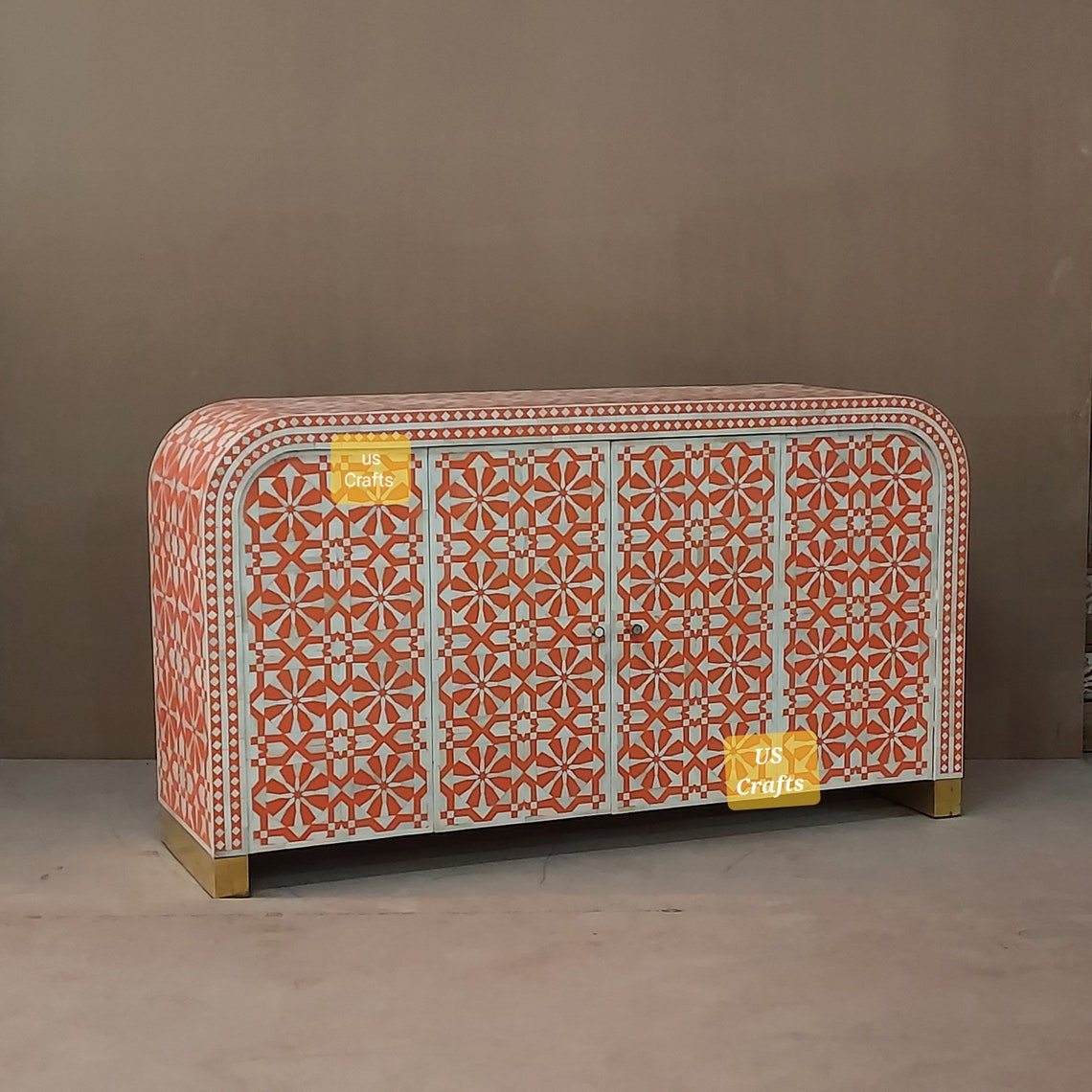 Bone Inlay Arrow Pattern Sideboard, Bone Inlay Arrow Design Cabinet ...