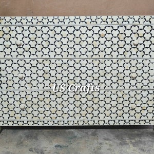Bone Inlay Chest of Drawer, Sideboard, Accent cabinet Dresser, Chest of 3 Drawers, Cupboard,|| Free Shipping.!
