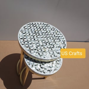 Mother of pearl Nesting Tables, Mother of pearl Side Table,Livingroom furniture