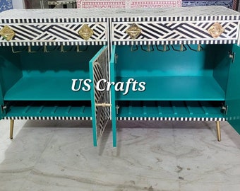 Bone inlay Bar Cabinet Dresser, Bone inlay Scrollvine Cabinet,Bar room furniture, Living room furniture