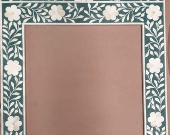 Bone Inlay Emerald Green Mirror Frame,Home Decorative Emerald Green Wall Mirror Frame, Handcrafted Boneinlay Mirror Frame