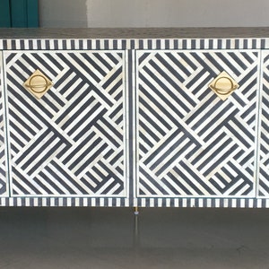 Bone Inlay Optik Design Medienschrank in Schwarz, Bone Inlay Optik Design Konsolentisch, Bone Inlay Optik, versandkostenfrei