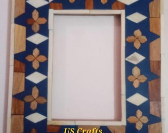 Bone Inlay Handmade Photo Frame, Handmade Bone Inlay Picture Frame, floral pattern Frame