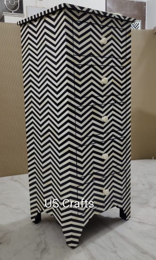 Bone Inlay Tallboy Dresser White bone Inlay Chest of Drawers