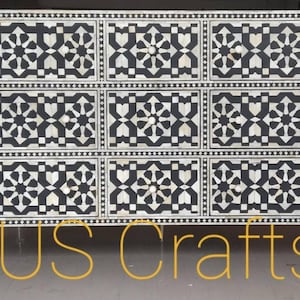 Bone Inlay Moroccan Design 9 Drawers Chest of Drawers Black, Bone Inlay Moroccan Design 9 Drawers Dresser Table, Storage Unit