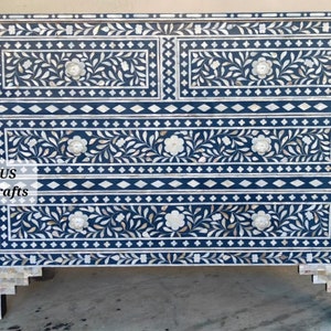 Mother of Pearl Floral Design Chest of 4 Drawers Blue, Mother of Pearl Floral Design Dresser Table Pink, Mother of Pearl dresser Unit Green
