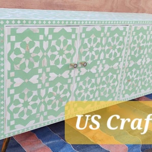 Bone inlay Moroccan Media Cabinet, Bone Inlay media console, Bone inlay handmade TV Cabinet, Handmade Furniture, Free Shipping