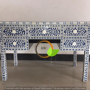 Bone inlay console table Blue,Bone inlay Study Table Blue,Bone inlay Console desk Blue,Blue Living room Desk/Table