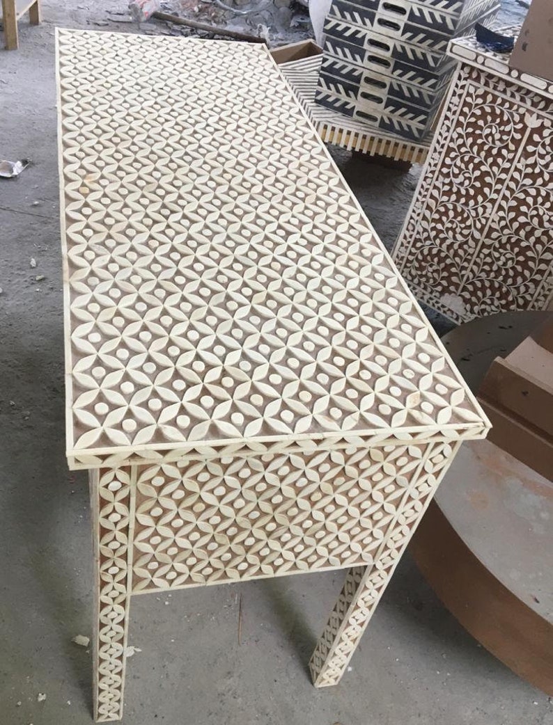 Bone Inlay Table Desk Bone Inlay Consolebone Inlay - Etsy