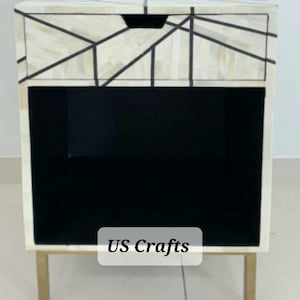 Table de chevet en incrustation d&#39;os fait main, table de chevet en incrustation d&#39;os, table de chevet en incrustation d&#39;os, meubles de salon en incrustation d&#39;os